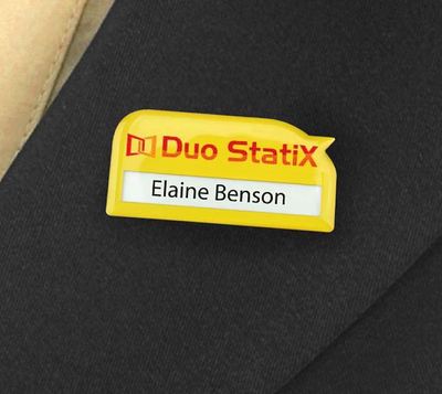 31166 name badges with doming yellow